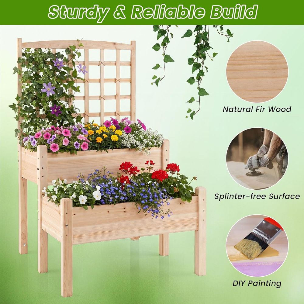 Raised Garden Bed with Trellis - Raised Bed Planter Box ulasan dan harga