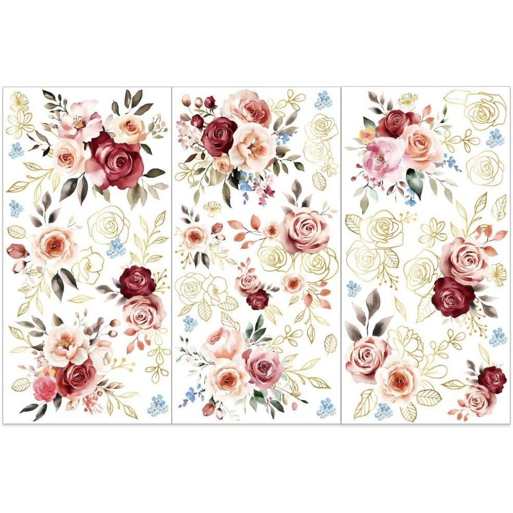 3pcs/Set Watercolor Roses Rub  - Gardening Tools Diy ulasan dan harga