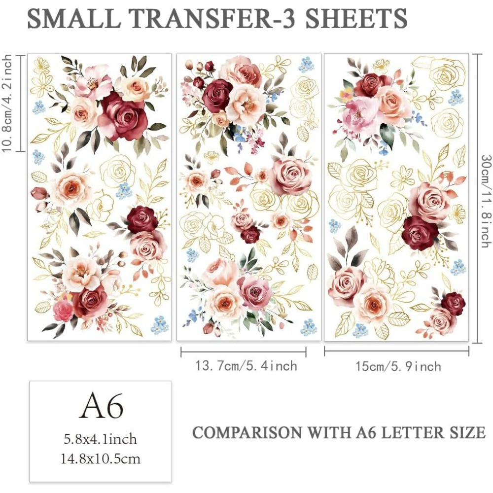 3pcs/Set Watercolor Roses Rub  - Gardening Tools Diy ulasan dan harga